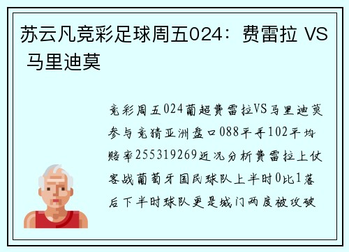 苏云凡竞彩足球周五024：费雷拉 VS 马里迪莫